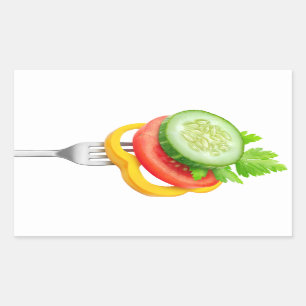Veggies on a fork rectangular sticker