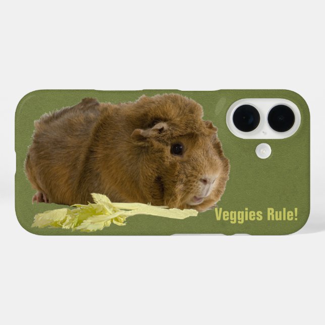 Veggies Rule Cute Ginger Guinea Pig With Celery Case-Mate iPhone Case (Back (Horizontal))