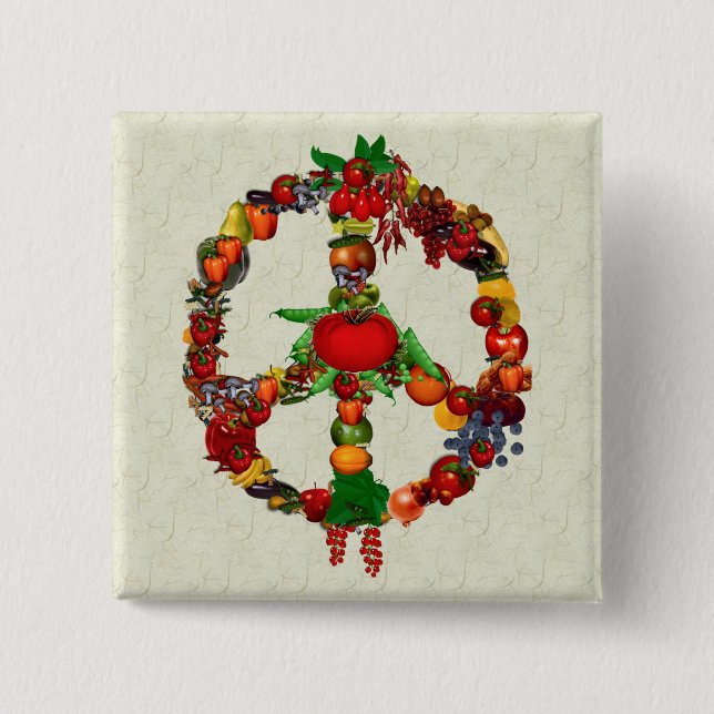 Vegie Peace Sign 15 Cm Square Badge (Front)