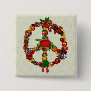 Vegie Peace Sign 15 Cm Square Badge