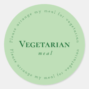 Vegitarian meal Request Sticker, Green Classic Round Sticker