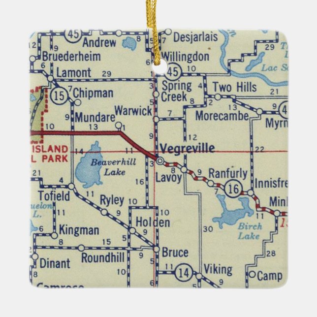 Vegreville AB Vintage Map Ceramic Ornament (Front)