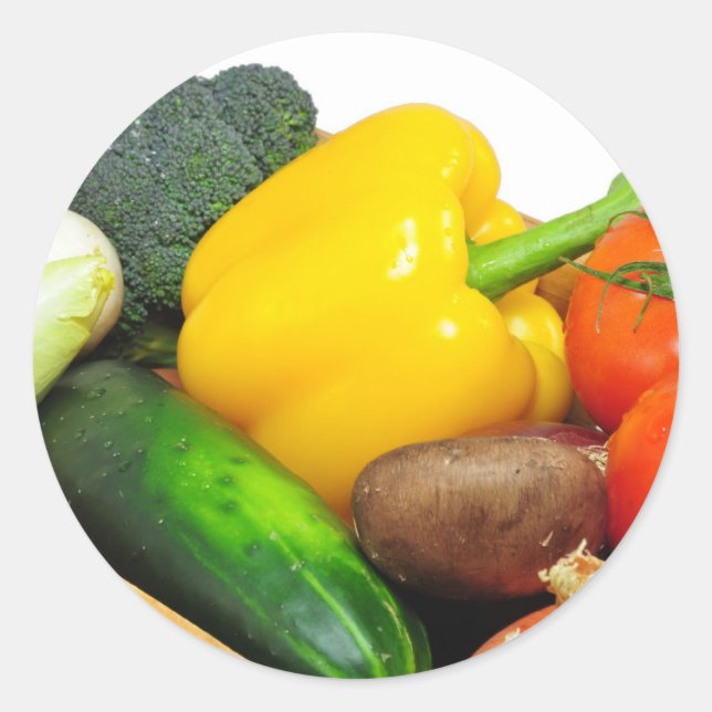 Vegtables In A basket Classic Round Sticker (Front)