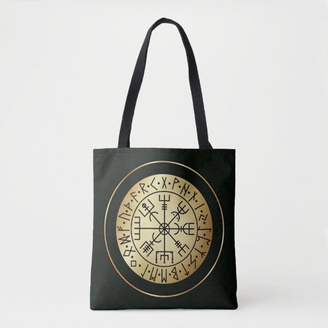 Vegvisir Compass: Guiding Runes of Iceland Tote Bag (Front)