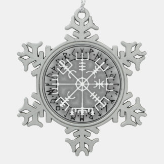 Vegvísir Icelandic magical amulet stave Snowflake Pewter Christmas Ornament