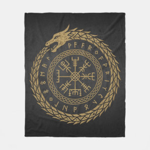 Vegvisir Norse Serpent Rune Circle Design Fleece Blanket