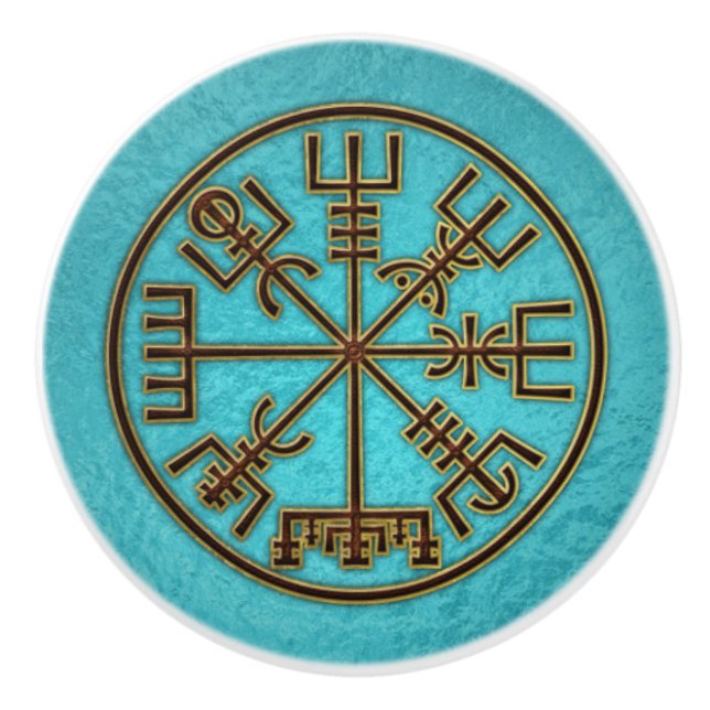 Vegvisir. The Magic Navigation Viking Compass Ceramic Knob (Front)
