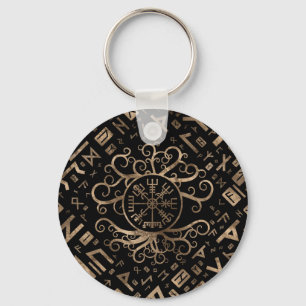 Vegvisir Tree of life Yggdrasil and Runes Key Ring