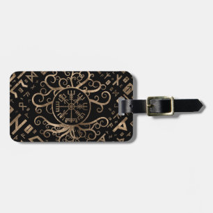 Vegvisir Tree of life Yggdrasil and Runes Luggage Tag