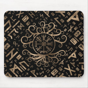 Vegvisir Tree of life Yggdrasil and Runes Mouse Mat