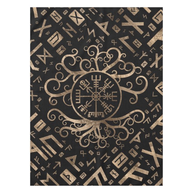 Vegvisir Tree of life Yggdrasil and Runes Tablecloth (Front)