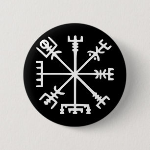 Vegvísir (Viking Compass) 6 Cm Round Badge