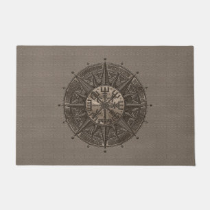 Vegvisir - Viking Compass - Beige Leather and gold Doormat