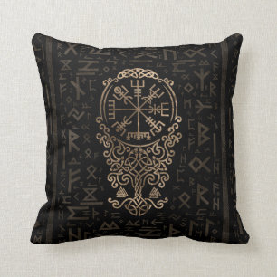 Vegvisir - Viking Compass on Futhark pattern Cushion