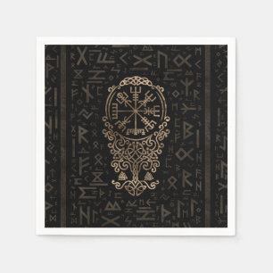 Vegvisir - Viking Compass on Futhark pattern Napkin