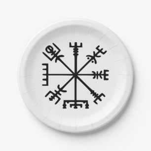 Vegvísir (Viking Compass) Paper Plate
