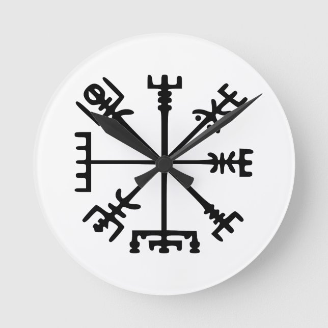 Vegvísir (Viking Compass) Round Clock (Front)