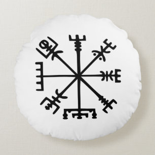 Vegvísir (Viking Compass) Round Cushion