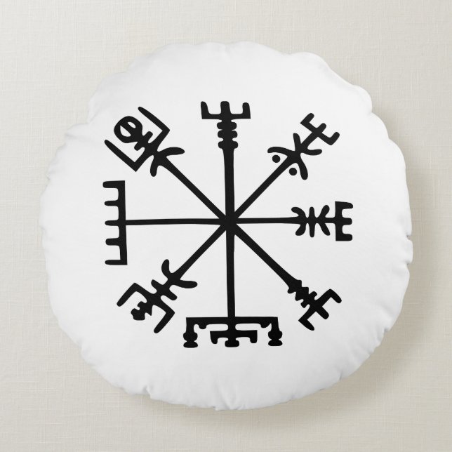 Vegvísir (Viking Compass) Round Cushion (Front)