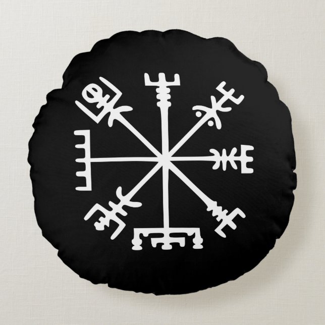Vegvísir (Viking Compass) Round Cushion (Front)