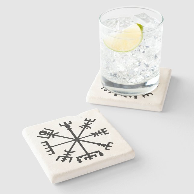 Vegvísir (Viking Compass) Stone Coaster (Side)