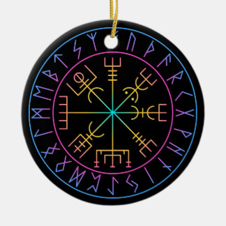 Vegvisir Viking Compass Symbol Design Ceramic Tree Decoration