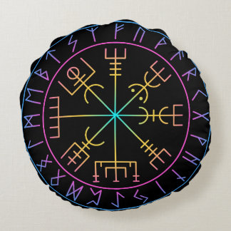 Vegvisir Viking Compass Symbol Design Round Cushion