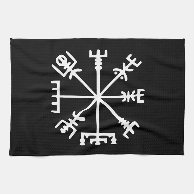 Vegvísir (Viking Compass) Tea Towel (Horizontal)