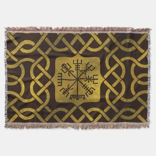 Vegvisir - Viking  Navigation Compass Throw Blanket (Front)