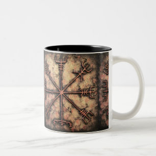 Vegvisir, Viking rune , Rune spell Two-Tone Coffee Mug