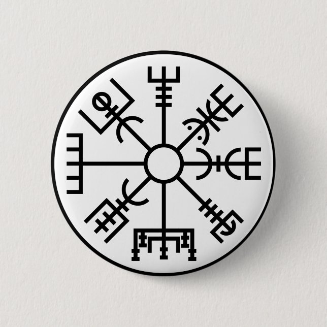 vegvisir Viking Symbol Norse Shield Odin 6 Cm Round Badge (Front)