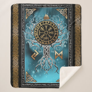 Vegvisir Yggdrasil Viking Rune Norse Sherpa Blanket