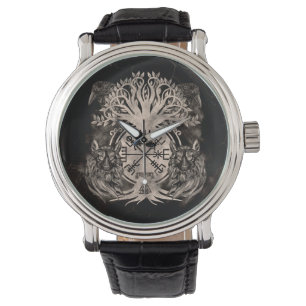 Vegvisir -Yggdrasil With Ravens & Wolves Watch