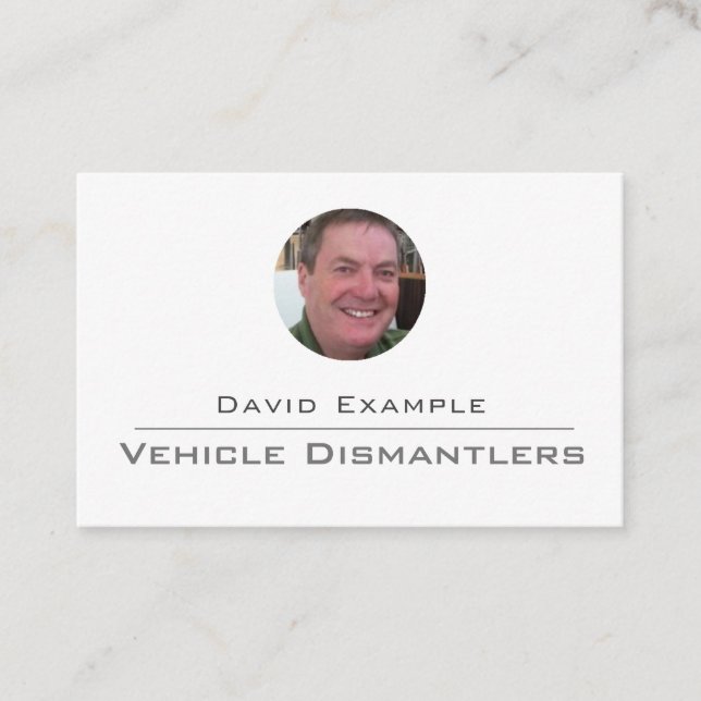 Vehicle Dismantlers with Photo of Holder Business Card (Front)