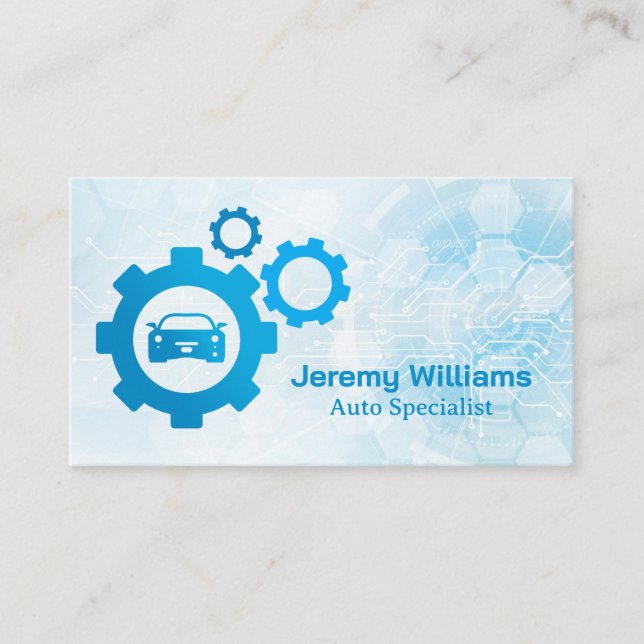 Vehicle Gears Illustrations | Tech Background Business Card (Front)