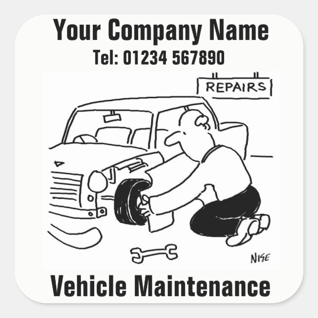 Vehicle Maintenance Square Sticker (Front)