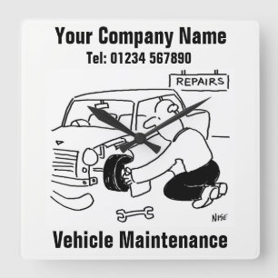 Vehicle Maintenance Square Wall Clock