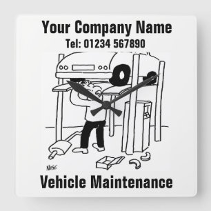 Vehicle Maintenance Square Wall Clock