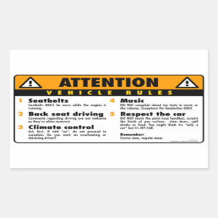 Vehicle Rules - Original Rectangular Sticker