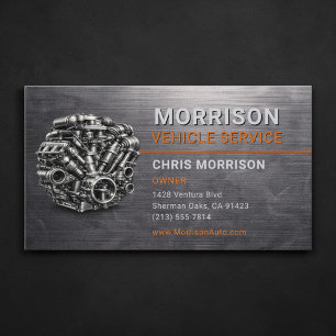 Vehicle Service Auto Motor Metallic Business Card