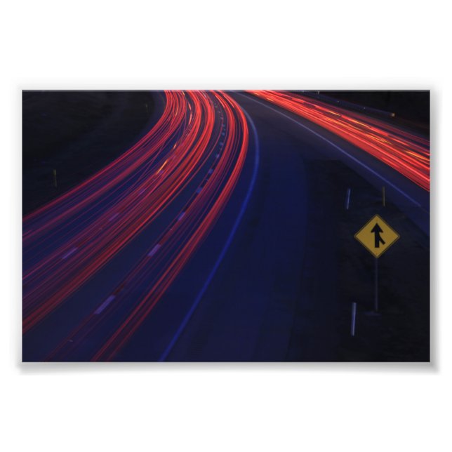 Vehicle Traffic Tail Light Trails Photo Print (Front)