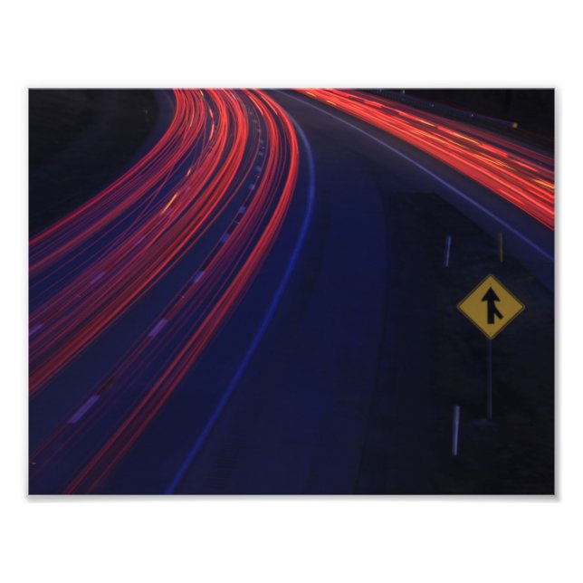 Vehicle Traffic Tail Light Trails Photo Print (Front)