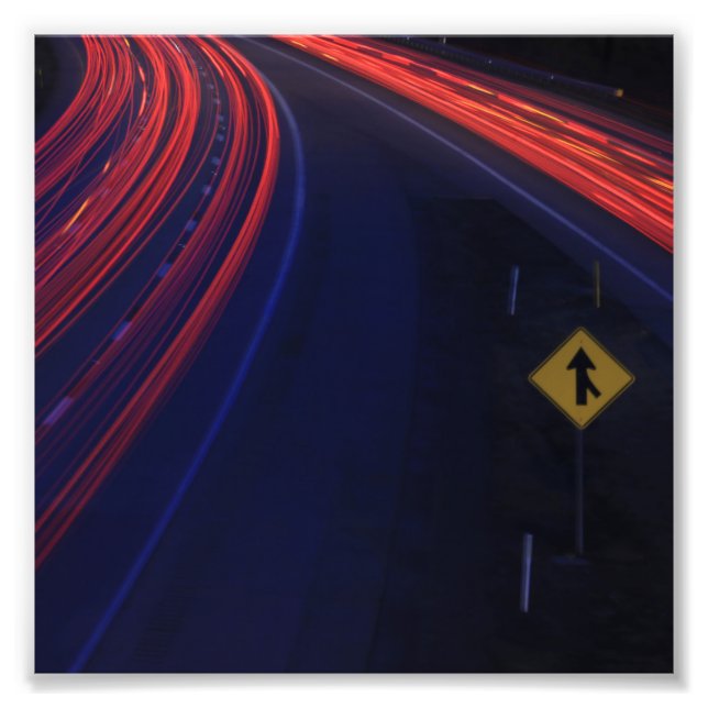 Vehicle Traffic Tail Light Trails Photo Print (Front)