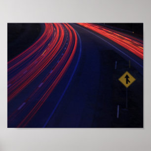Vehicle Traffic Tail Light Trails Poster