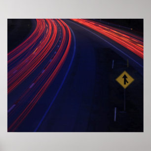 Vehicle Traffic Tail Light Trails Poster