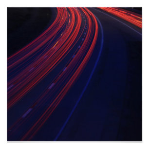 Vehicle Traffic Tail Light Trails Poster