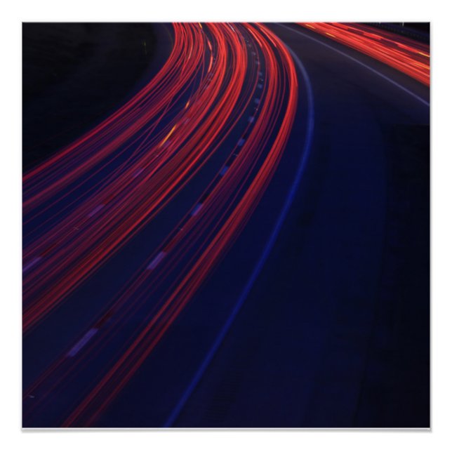 Vehicle Traffic Tail Light Trails Poster (Front)