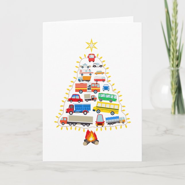 Vehicles Christmas Tree Gift, Vehicles Costumes Card (Front)