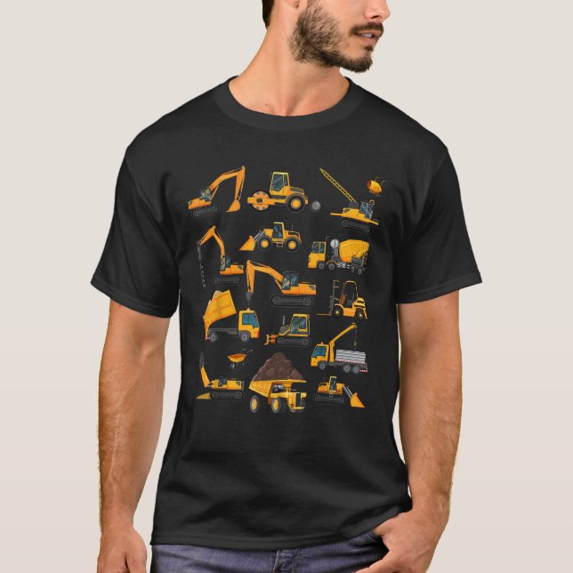 Vehicles Construction Trucks Gifts For Men Women B T-Shirt (Front)