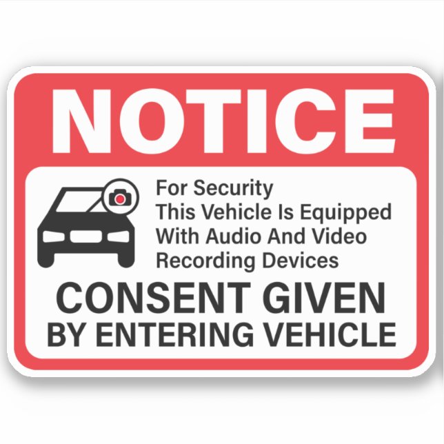Vehicles Security Camera Warning Sign (Front)